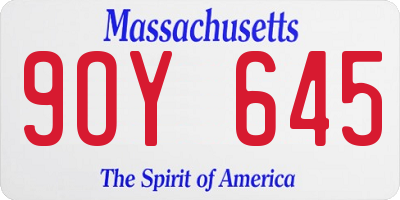 MA license plate 9OY645