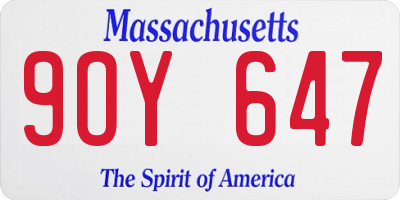 MA license plate 9OY647
