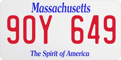 MA license plate 9OY649