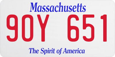 MA license plate 9OY651