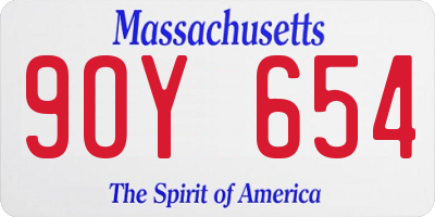 MA license plate 9OY654