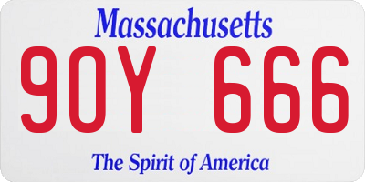 MA license plate 9OY666