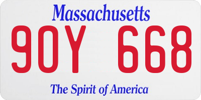 MA license plate 9OY668