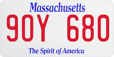 MA license plate 9OY680