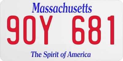 MA license plate 9OY681