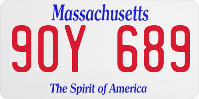 MA license plate 9OY689