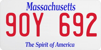 MA license plate 9OY692