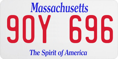 MA license plate 9OY696