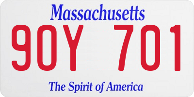 MA license plate 9OY701