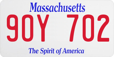 MA license plate 9OY702