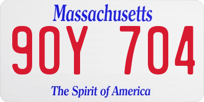MA license plate 9OY704