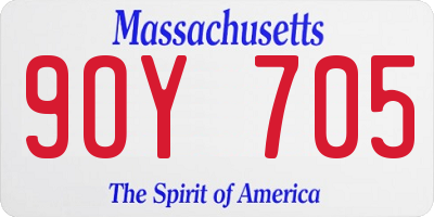 MA license plate 9OY705