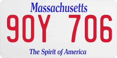 MA license plate 9OY706
