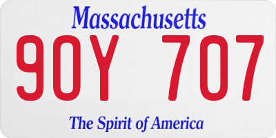 MA license plate 9OY707