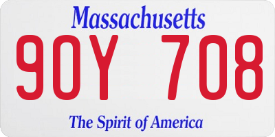 MA license plate 9OY708