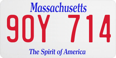 MA license plate 9OY714