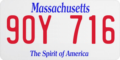 MA license plate 9OY716