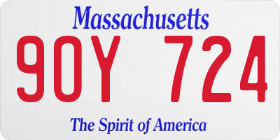 MA license plate 9OY724