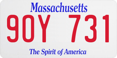 MA license plate 9OY731