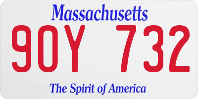 MA license plate 9OY732