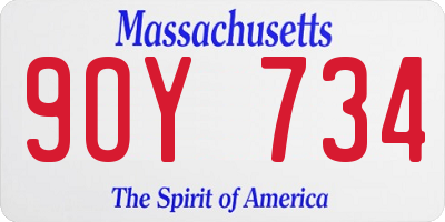 MA license plate 9OY734