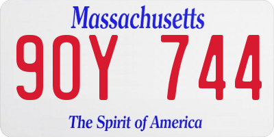MA license plate 9OY744