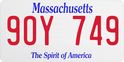 MA license plate 9OY749
