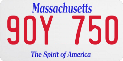 MA license plate 9OY750