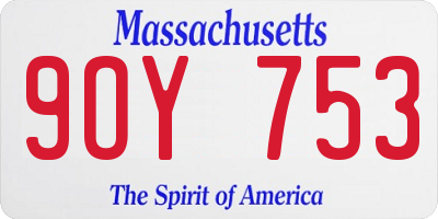 MA license plate 9OY753