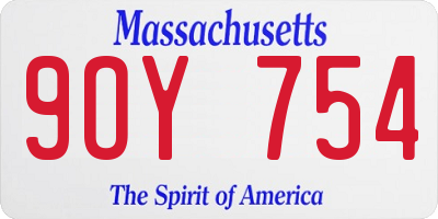 MA license plate 9OY754