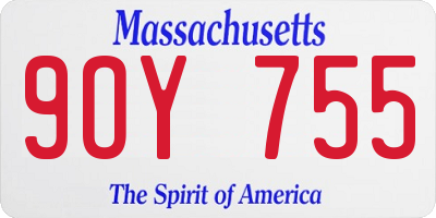 MA license plate 9OY755