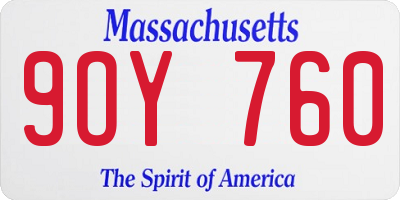 MA license plate 9OY760