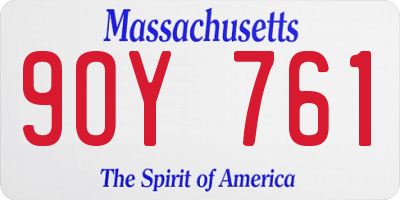 MA license plate 9OY761