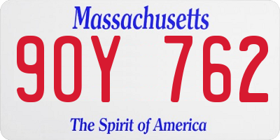 MA license plate 9OY762