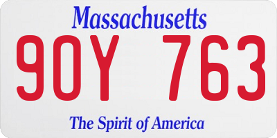 MA license plate 9OY763
