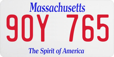 MA license plate 9OY765