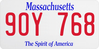 MA license plate 9OY768