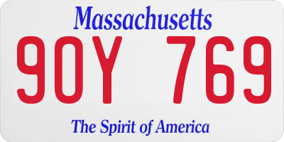 MA license plate 9OY769