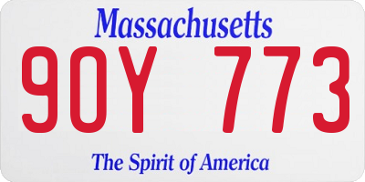 MA license plate 9OY773