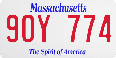 MA license plate 9OY774