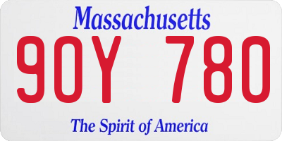 MA license plate 9OY780