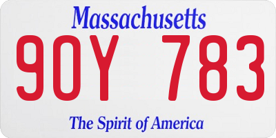 MA license plate 9OY783