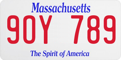 MA license plate 9OY789