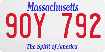 MA license plate 9OY792