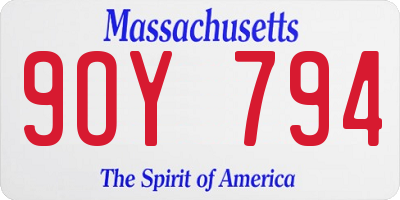 MA license plate 9OY794