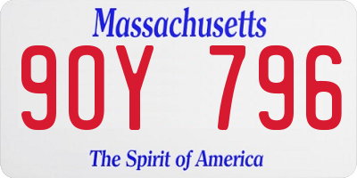 MA license plate 9OY796