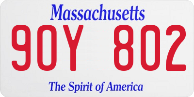 MA license plate 9OY802