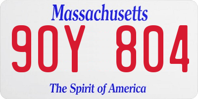 MA license plate 9OY804