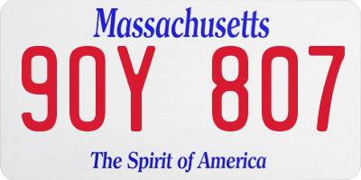 MA license plate 9OY807