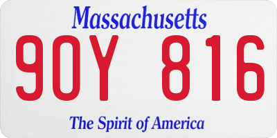 MA license plate 9OY816